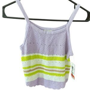 Habitual Girl Crochet Knit Striped Tank Top Size 12 Multicolor